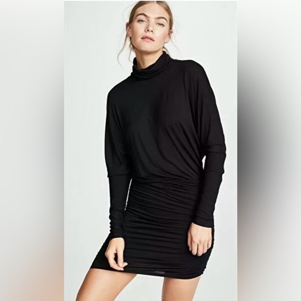 Veronica Beard Black Ruched Long Sleeve Dress